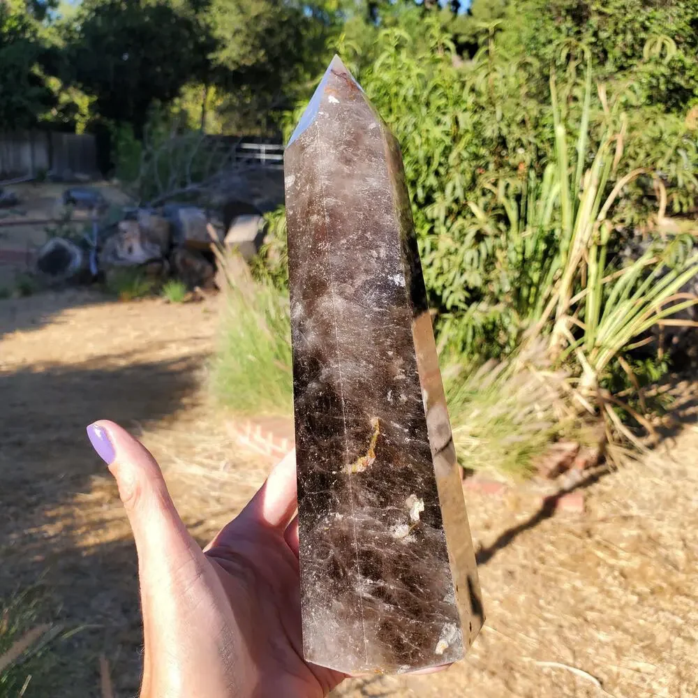 XL Black Rose Quartz Crystal Tower Point | 1460 Grams